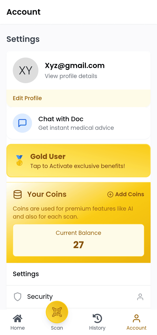 MediScan Gold Account